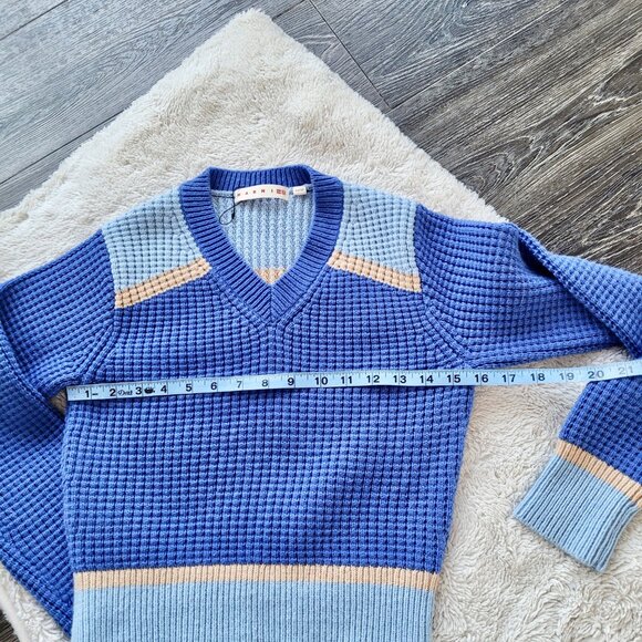 Marni x Uniqlo Popcorn Knitted Long Sleeve V Neck Sweater Sz XS - Picture 12 of 13